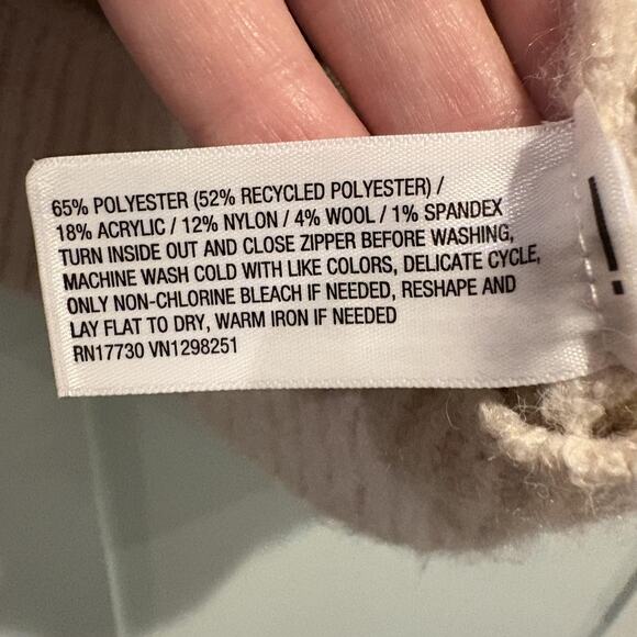 A New Day Sweater Womens Large Beige Tan Zip Up Textured Cardigan Pockets - Picture 8 of 11